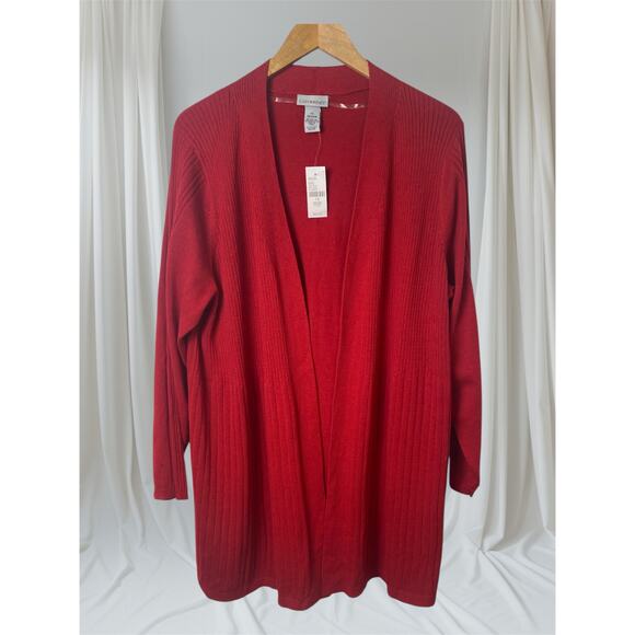 Catherines Red Ribbed Open Cardigan Women's Size 1X (18-20) NWT - Picture 1 of 8